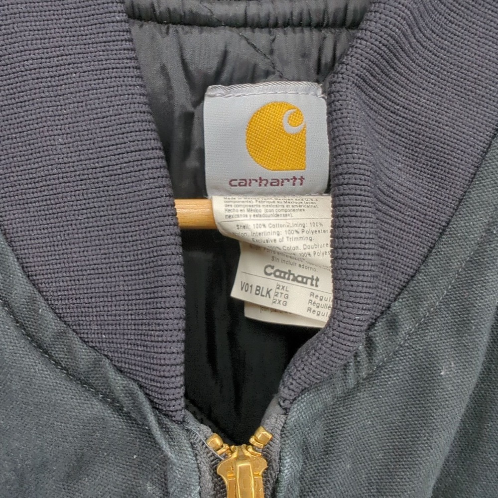 Carhartt Vest Quilt Lined V01 Men 2XL Black Relaxed Fit Company Name Embroidered - Picture 4 of 9